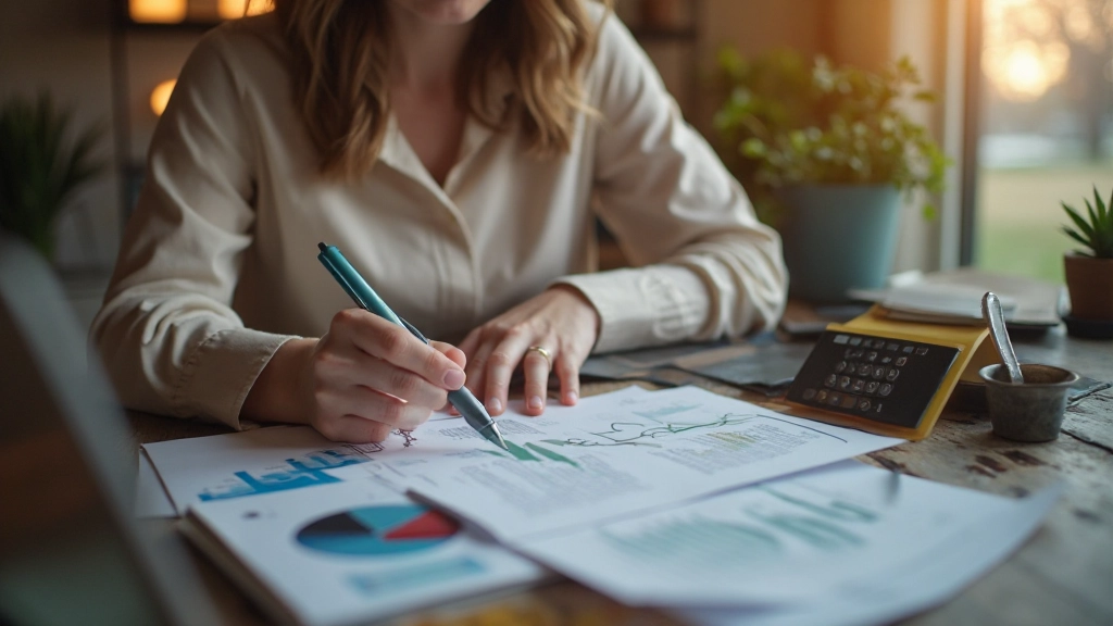 Persoon die financiële planning doet met laptop en notitieboek